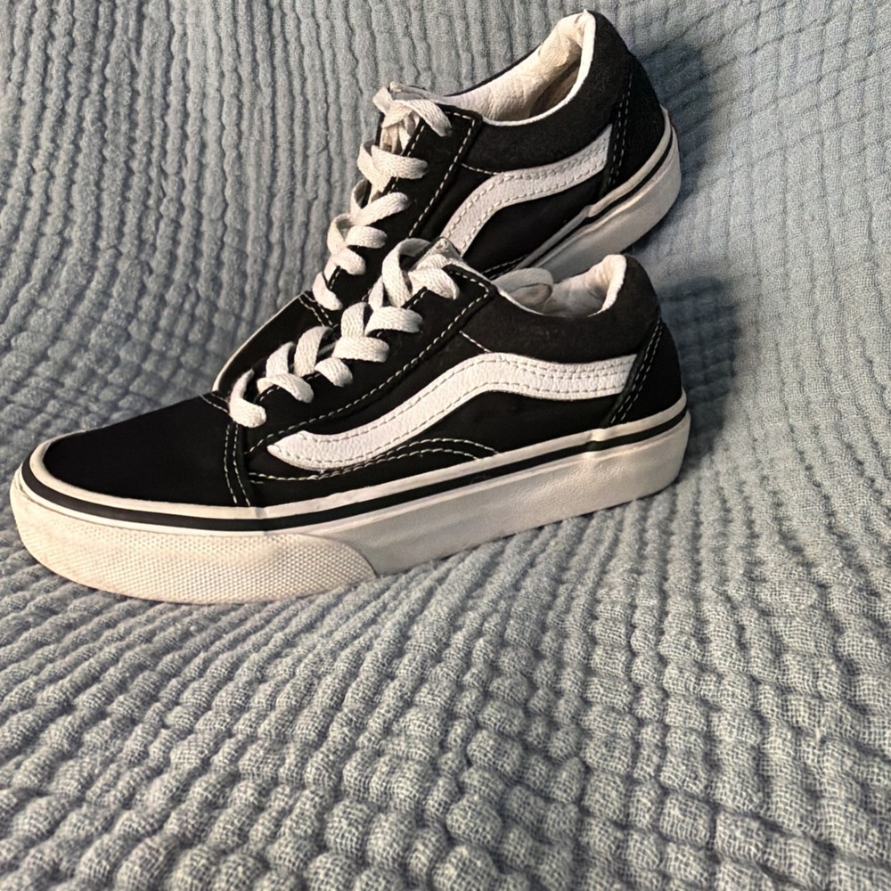 Vans Kids Off The Wall Old Skool Black White Sneaker Shoes Lace Up Sz 12 US